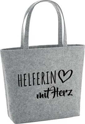 Produktbild von Huuraa Filzshopper Herferin mit Herz 22 Liter Grey Melange Filztasche Geschenkidee