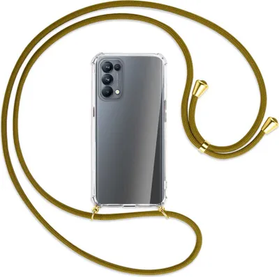 Produktbild von Handykette Backcover-Schutzhülle mit Band (Metall goldfarben) für Oppo Reno5 Pro 5G - khaki