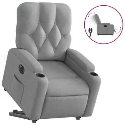 Image de vidaXL Fauteuil relax avec releveur électrique Gris clair Tissu