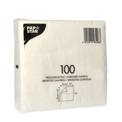 Produktbild von Papstar Servietten, weiß 1-lagig 1/4-Falz 33 x 33 cm 2000 Stück