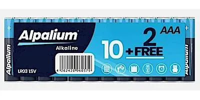 Image de Batteries Alpalium AAA, lot de 12, piles alcalines R03, 1,5V - un lot