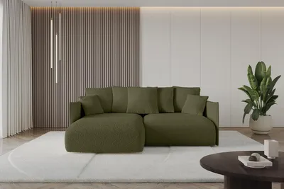 Produktbild von ALTDECOR Ecksofa mit Schlaffunktion und Bettkasten ONESK-L 216x177x72 cm Grün - Corner Sofa Eckcouch Couch L-Form angeordnet Schlafcouch Ausziehbar Wohnlandschaft