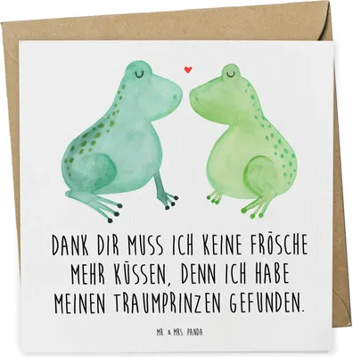 Produktbild von Mr. & Mrs. Panda Grußkarte Frosch Liebe - Weiß - Geschenk, doppelkarte, Klappkarte, Partner, Hochzeitstag, anlasskarte, faltkarte, Glückwunschkarte, Freundin