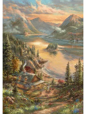 Productafbeelding van Thomas Kinkade Studios: Prachtig uitzicht aan het meer (500 stukjes)