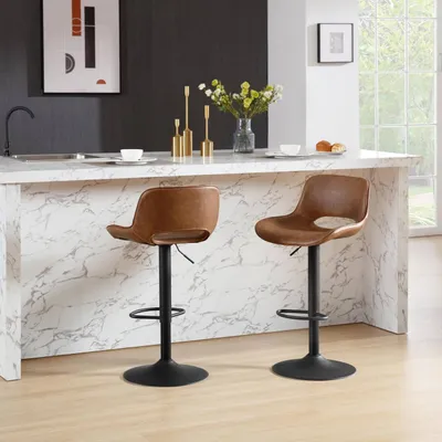 Produktbild von WOLTU 1×Barhocker höhenverstellbar, Kunstleder, Drehhocker aus Metall, Braun