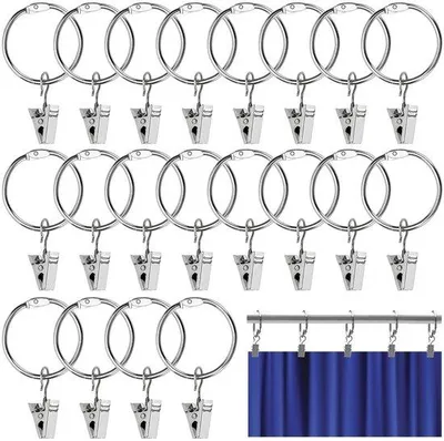 Produktbild von Edelstahl Duschvorhangclips 32mm silber 20 Stück