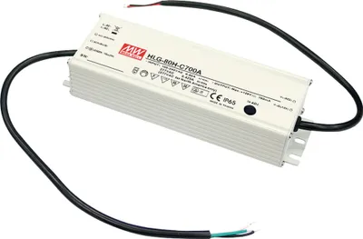Produktbild von MEANWELL HLG-80H-C700A, AC-DC LED-Installationsnetzteil, Metallgehäuse, IP65 90W 64-129V 700mA CC