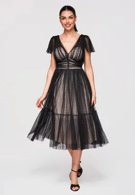 Produktbild von LARICA Midikleid Ausgestelltes V-Ausschnitt Cocktailkleid Elegant LA-OM-DLR329 black S
