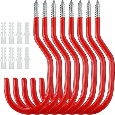 Produktbild von Famanu Fietshaken Set - Robuste Metallhaken zur Aufbewahrung - Rot