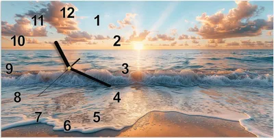 Produktbild von Wanduhr aus Glas mit Motiv Strand Sonnenuntergang- 60 x 30 cm - inkl. Aufhängesystem