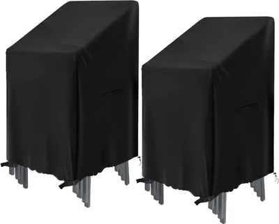 Produktbild von Schutzhülle für Gartenstühle 2 Stück, Abdeckung für Stapelstühle 75 * 75 * 120cm, Winterfest Stuhlabdeckung Wasserdicht Oxford Stoff Gartenstuhl Abdeckung für Gartensessel Balkonstühle, für Garten Balkon Stuhl Wetterschutz