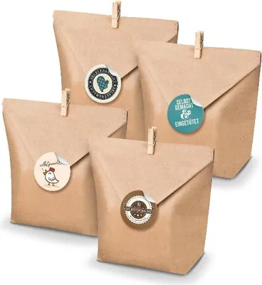Produktbild von SET Selbstgemacht Mix (Motiv 44) 24x Geschenktüten + Klammern+ Aufkleber