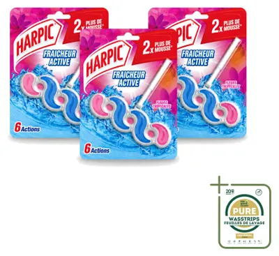 Produktbild von 3 x Harpic Active Fresh 6 WC-Stein - Tropische Blumen - Vorratspackung - 3 Stücke