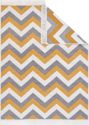 Produktbild von Tapiso Teppich AZTECA modern Fransen grau orange Wohnzimmer 160 x 230 cm
