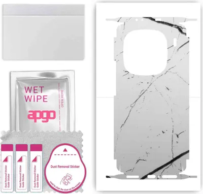 Produktbild von apgo Rückseite + Seiten Schutzfolie, Skin, kompatibel mit Vivo iQOO 12 Pro, Hinten Displayschutzfolie aus Vinylfolie, kratzfest, einfache Montage - Weißer Marmor