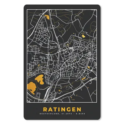 Produktbild von MuchoWow® Mauspad Mousepad Schwarz und Gold - Stadtplan - Ratingen - Deutschland - Karte 18x27 cm - Mousepads - Maus Mat - Pad - Mausunterlage