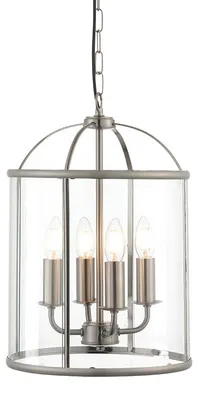 Immagine prodotto di Lampada a sospensione a lanterna LAMBETH, nichel satinato, 4xE14x15W, vetro, dimensioni: 198x30x30 cm, IP20, Endon