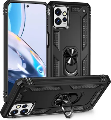 Obrázek produktu pro Pouzdro pro Motorola Moto G Power 5G 2023 dvouvrstvé robustní, vojenská ochrana pouzdro s držákem prstenu a stojánkem Černý