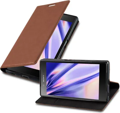 Obrázek produktu pro Cadorabo Case for Sony Xperia Z5 Protective Case in Brown Pouzdro na mobilní telefon s magnetickým zavíráním