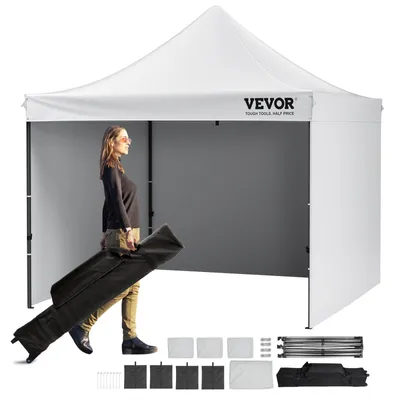 Immagine prodotto di VEVOR gazebo 304.8x304.8x320cm tenda da giardino 500DPoliuretanotessuto argento gazebo pieghevole regolabile in altezza incl. borsa di immagazzinaggio tenda per feste 6-8 persone tenda pop up gazebo da giardino bianco per il campeggio
