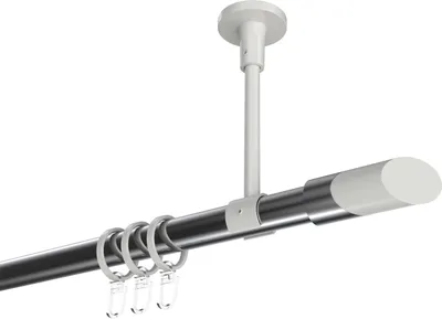 Produktbild von Interdeco Gardinenstange / Vorhangstange Chrom / Weiß, Typ Sonette Verano (Schräge Bicolor) Deckenmontage, 20 mm Ø 1-läufig, 280 cm