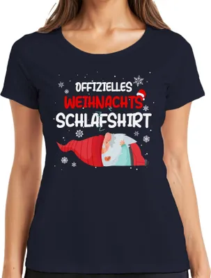 Produktbild von Offizielles Weihnachts-Schlafshirt Gnom Wichtel - Weihnachten Xmas Christmas Damen T-Shirt, Navy, XL