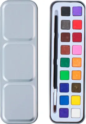 Produktbild von 18 WASSERFARBEN + Pinsel Aquarell Deckfarbkasten Malkasten Malset Farbkasten Farben 78