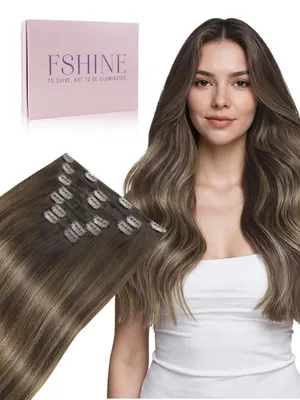 Immagine prodotto di Extension per capelli balayage, da applicare con clip, realizzate con capelli veri, lunghezza 18 pollici