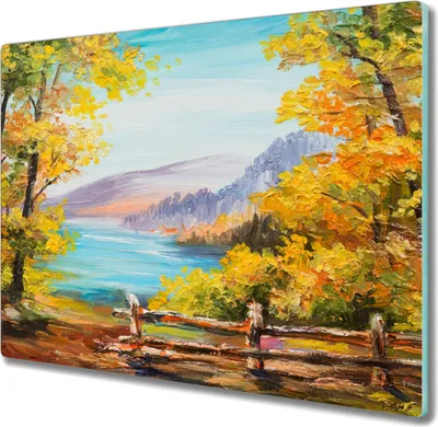 Produktbild von Coloray Schneidebrett Herdabdeckplatte 60x52 cm Kochplattenabdeckung Hackbrett Küchenbrett - Wald Meer Landschaft