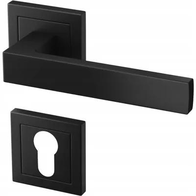 Produktbild von Gamar ERGO Türgriff-Set Schwarz Matt Aluminium mit Rosetten