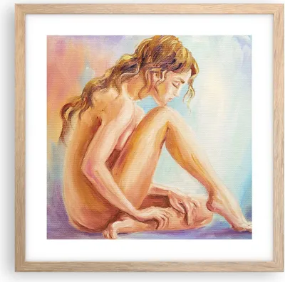 Produktbild von Gerahmtes Poster - Rahmen in heller Eiche - Frau Nacktheit Abgesehen von - 40x40 cm - Wand Bild - Wanddeko - Wandbilder - Wandposter - Bilderrahmen - Bilder - Kunstdruck - Wandbild - P2NAC40x40-4174