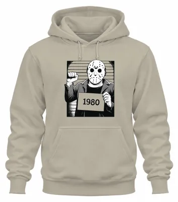 Obrázek produktu pro Hororová hokejová maska 1980 slasher policejní foto retro vintage grunge uni mikina s kapucí, přírodní, L