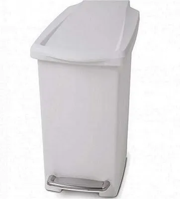 Produktbild von simplehuman 10 Liter schmal Treteimer, weißer Kunststoff - 8,6x8,6x68,1 cm; CW1332