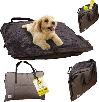 Imagen del producto de Cama para perros de viaje, 3 en 1, color verde oliva, tamaño medio