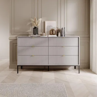 Produktbild von Kommode – Sideboard – Schubladenkommode – NKS154 – NOVA – Grau – Moderne Schubladenkommode mit strukturierter Front
