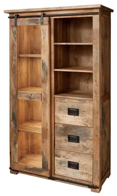 Produktbild von MASSIVMOEBEL24.DE Vitrine Mango 100x45x175 natur lackiert RAILWAY #126