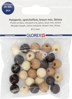 Produktbild von Glorex Holzperle braun mix 12 mm - 28 Stück