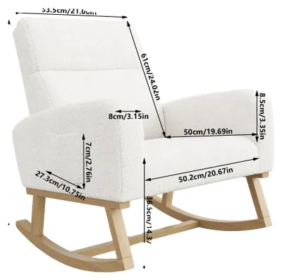 Produktbild von Schaukelstuhl, Teddy-Stoff, Minimalistisches Modernes Design, WEISS