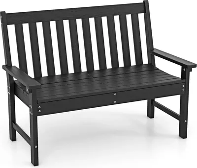 Produktbild von Gartenbank - HDPE Outdoor-Bank - Wetterfest - Ganzjahresnutzung - Pflegeleicht - Einfache Montage - Für Garten, Balkon & Terrasse - Schwarz