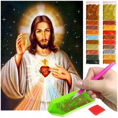 Produktbild von ARTULIO Diamond Painting Set - Christliches Jesus-Christus Porträtmotiv - 30 x 40 cm - 5D Crystal Art, Bilder DIY