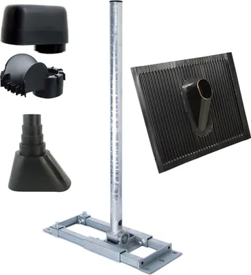 Produktbild von PremiumX DELUXE X90-60 Dachsparrenhalter 90cm Ø 60mm Mast ALU-Ziegel Manschette Kappe Schwarz