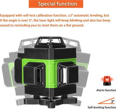Produktbild von KKMOON Multifunktional 4D 16 Zeilen Laserpegel 3 ° Selbstniveau-Maschine USB-wiederaufladbare Lithium-Batterie-Leveling-Tool mit vertikaler horizontaler Neigung