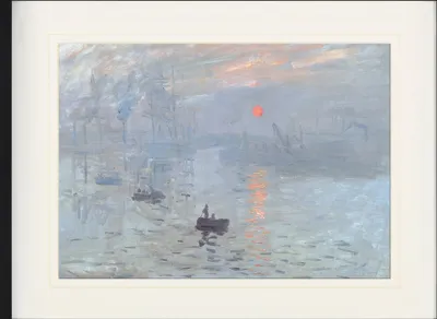 Produktbild von Claude Monet Gerahmtes Bild Mit Edlem Passepartout | Wand-Bilder | Im Bilderrahmen - Impression, Sonnenaufgang, 1872 (60 x 80 cm)