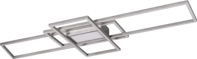 A modern, geometric ceiling light fixture with multiple rectangular frames and an integrated LED panel.