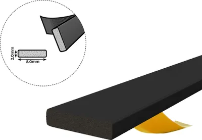 Obrázok produktu pre 10m I 8mm x 2mm Tesnenie okien Tesnenie dverí Samolepiace EPDM - čierne