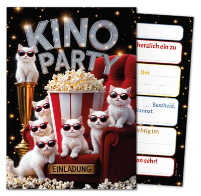 Immagine prodotto di Elzusha - Set di 8 inviti per feste di compleanno a tema cinema, adatti ai bambini