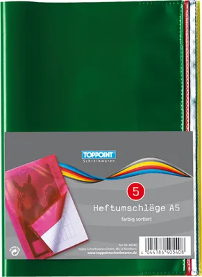 Produktbild von 5 Heftumschläge DIN A5 verschiedene Farben