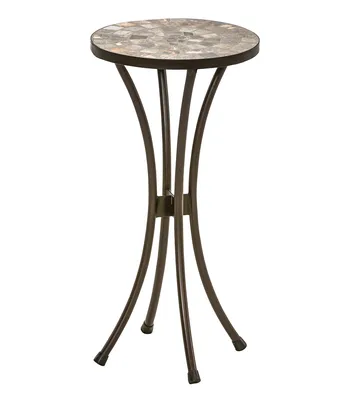 Produktbild von Dehner Blumenhocker Grazia, in Mosaikoptik, Ø 30 cm, Höhe 60 cm, Eisen/Stein, braun/grau