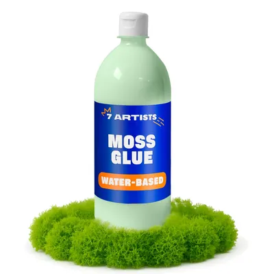 Produktbild von 7 Artists Mooskleber Grün 1000 ml – Kleber für Moosbilder & Mooswand, Starker Bastelkleber für Deko Moos, Kunstmoos, Islandmoos & Flachmoos