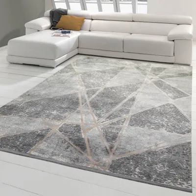 Obrázok produktu pre Dizajnový koberec do spálne | geometrický vzor | béžová veľkosť - 120 x 170 cm